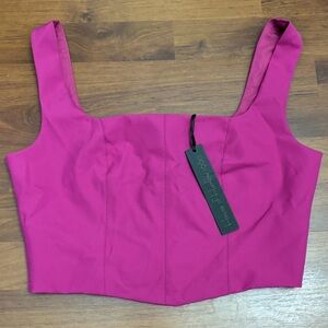 House of Harlow 1960 Pink Cropped Tank Top Zip Up Club Wear Lined Size Small NEW